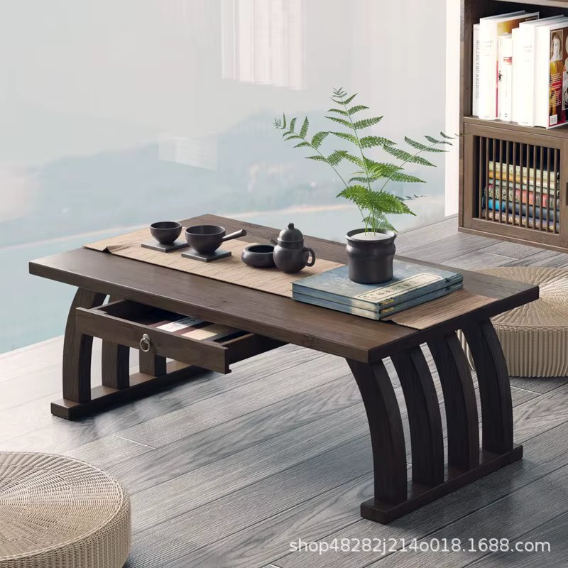 Japanese-style Low Tea Table Foldable Tatami Coffee Table for Bedroom Bamboo Floor Desk Multifunction Tea Table