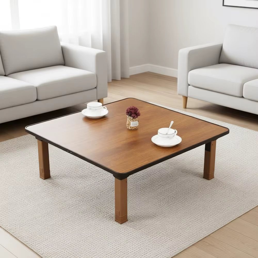 Japanese-Style Square Olding Tea Coffee Table, Low Table, Dining Table, Study Table, Small Desk, or Tatami Sitting on the Floor