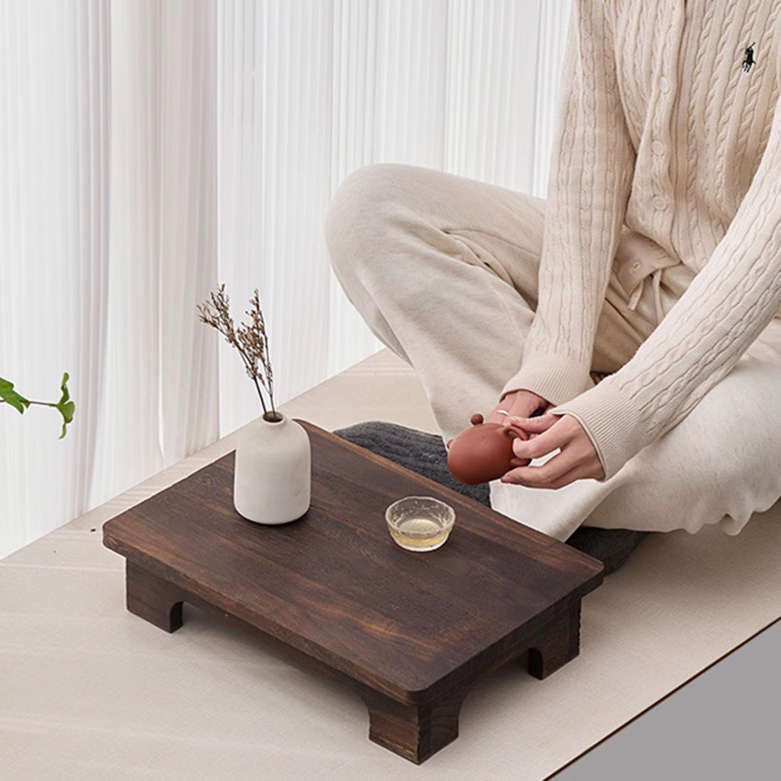 Low Wooden Coffee Table Compact Balcony Living Room Tatami Floor Sitting Window Sill Tea Table