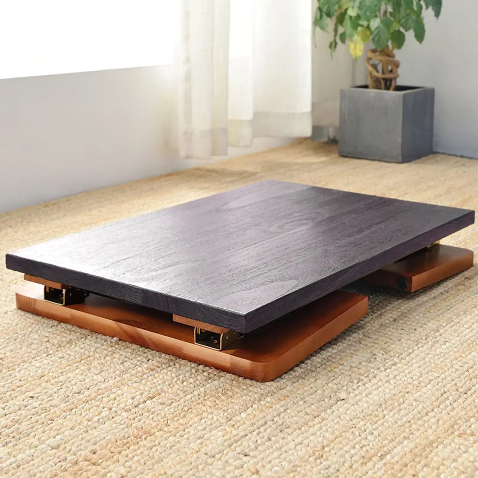 Folding Wooden Coffee Table 60x40x30cm Portable Laptop Bed Tray Low Tea Table for Picnic Indoor Outdoor Use