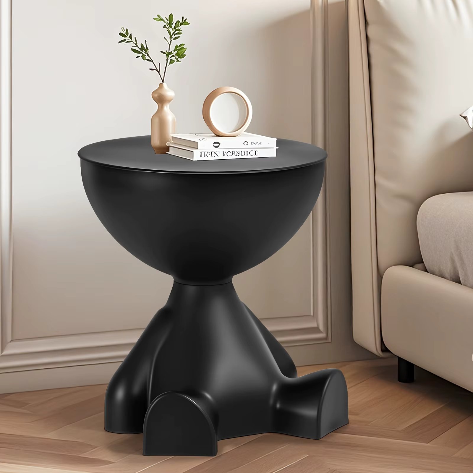 Modern bear-shaped plastic bedside table and stackable bookshelf – Space-saving multi-functional furniture, easy to assemble