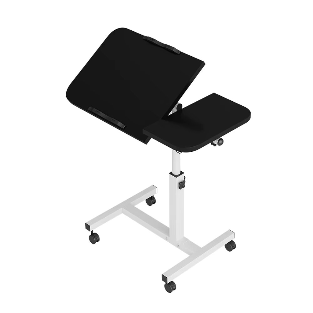 Movable Overbed Table With Wheels, Adjustable Height Overbed Table, Rolling Tray Table, Medical Bedside Desk For Home Office