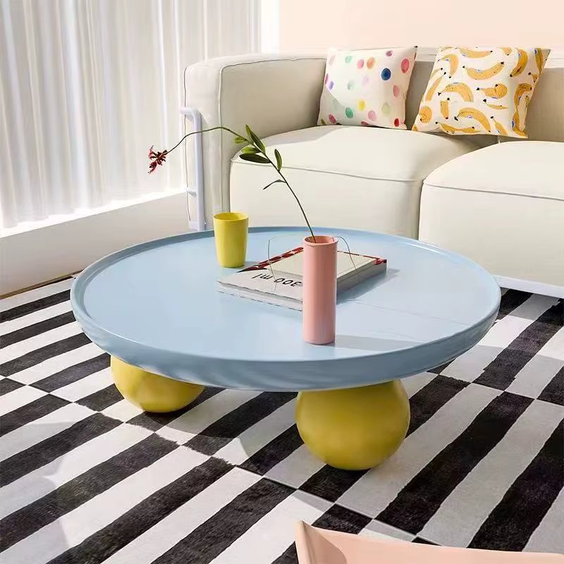 2025 French Cream Round Coffee Table Simple Modern Dopamine Living Room Home Creative Coffee Table