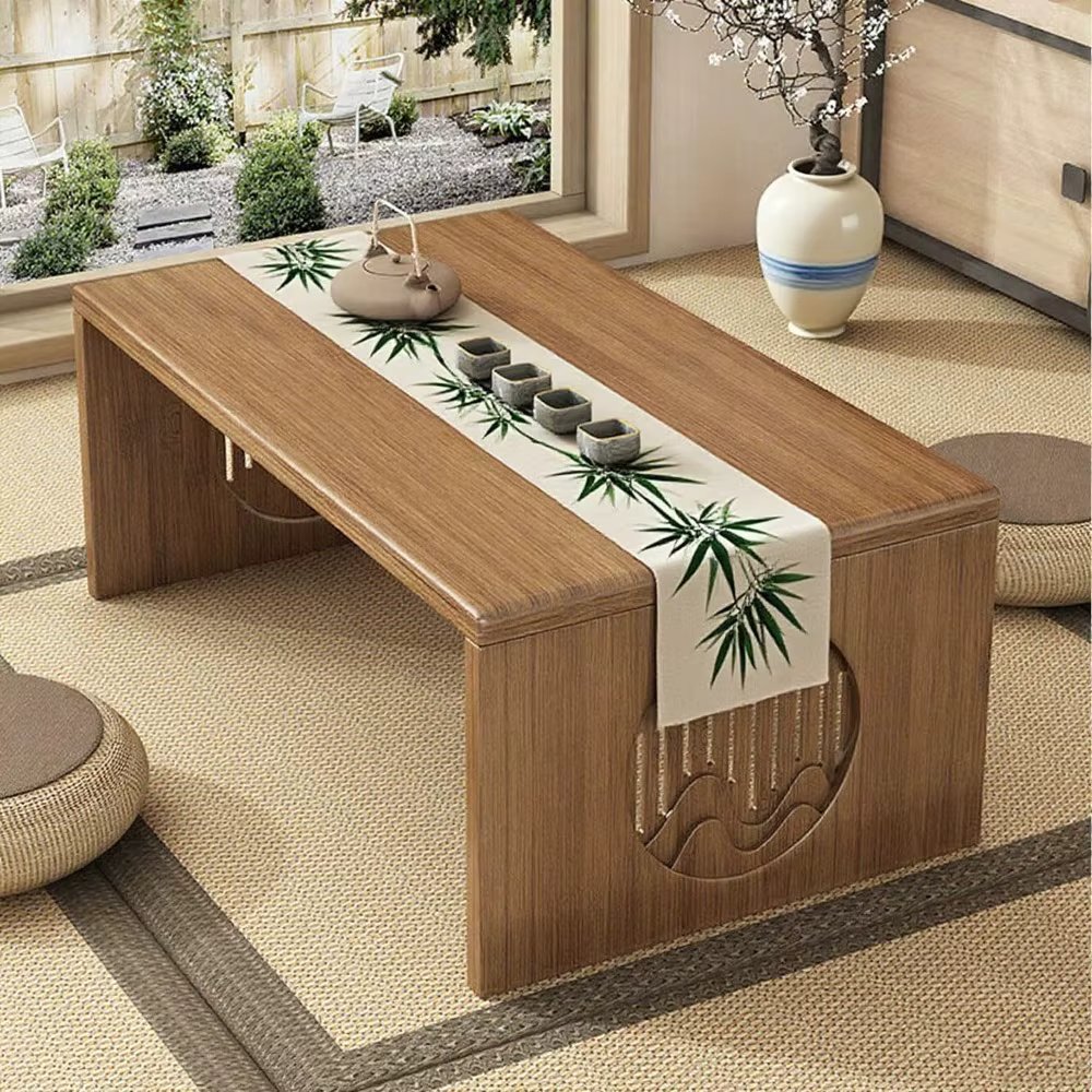 Portable Bamboo Folding Coffee Table for Floor Seating, Easy Setup, No Assembly Required