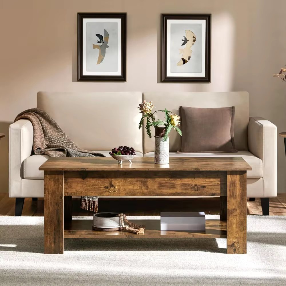 Coffee Table, 47.5in Lift top Coffee Table with Hidden Compartment and Storage Shelf, Lift Tabletop Dining Table