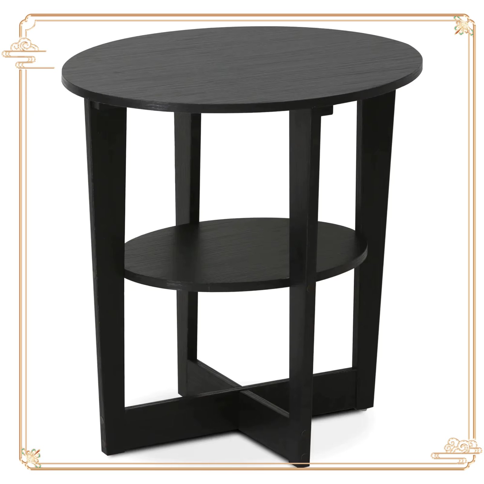 Modern Oval Side Table, Perfect as a Sofa End Table or Bedroom Nightstand. Durable Engineered Wood in Rich Walnut.