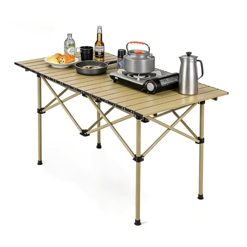 Foldable roll up Camping Table, Lightweight and Portable Compact Metal Camping Table, Suitable for Outdoor barbecues and picnics