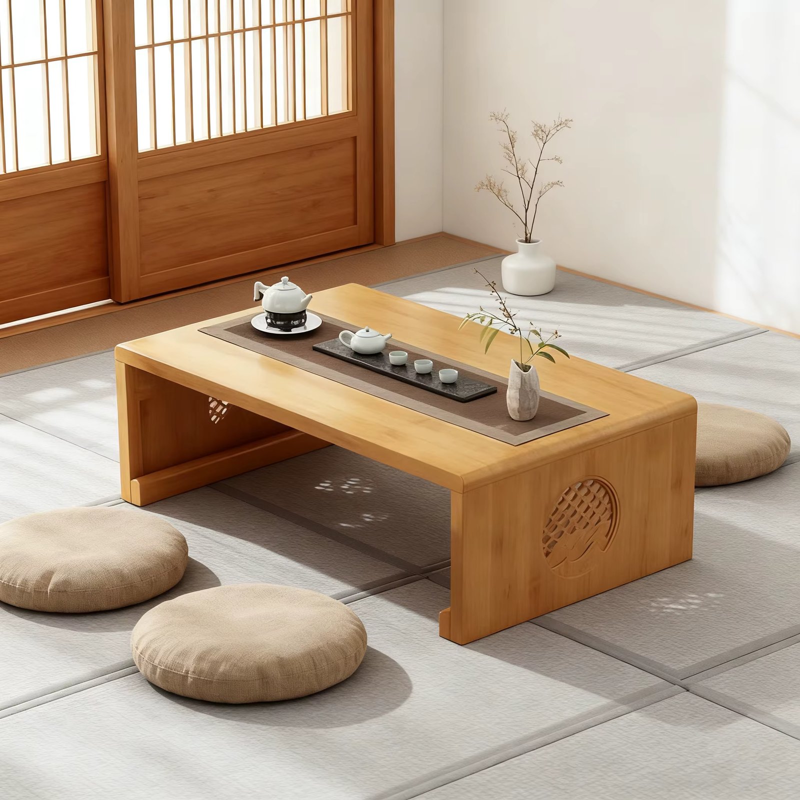 Japanese-style foldable coffee table, suitable for sitting on the floor; a small foldable side table for the bedside（80x50x30cm）