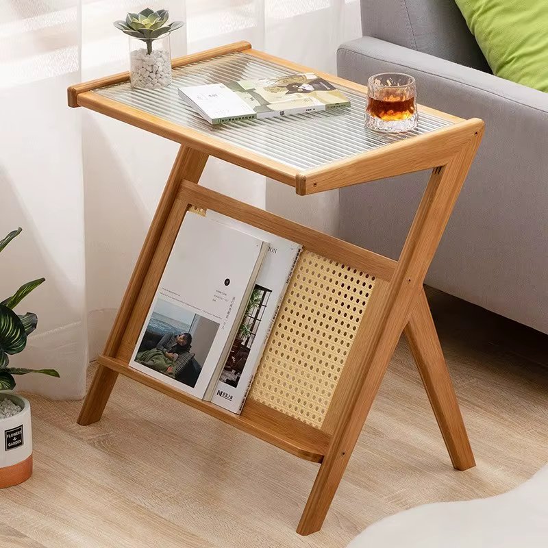 Simple coffee table side table living room household light luxury simple glass small coffee table floor tea table small