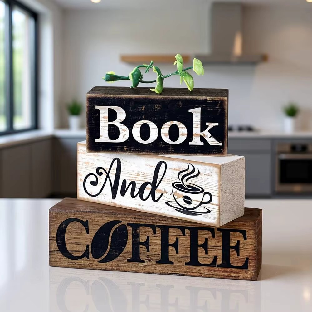 Wooden Tiered Tray with Rustic Eucalyptus Leaves for Sweet Home Centerpiece and Café Table Decor