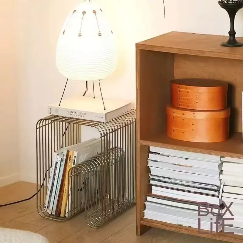 Modern Scandinavian Metal Coffee Table Living Room Furniture Sleek  Side Table Minimalist Storage for Magazines and Books