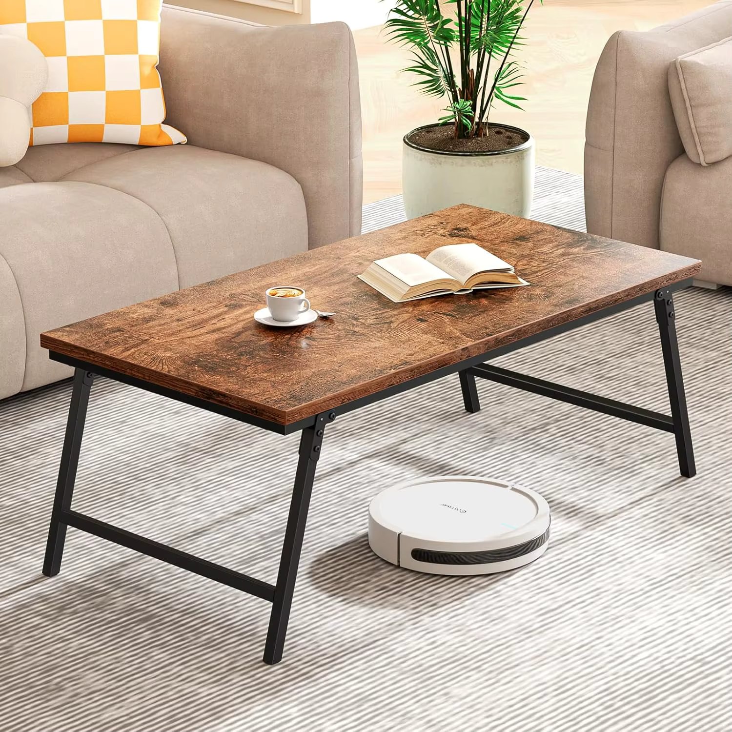Folding Coffee Table, Leg Latches Portable Sturdy Floor Table Desk for Sitting on The Floor, No Assembly Low Coffee, Customized