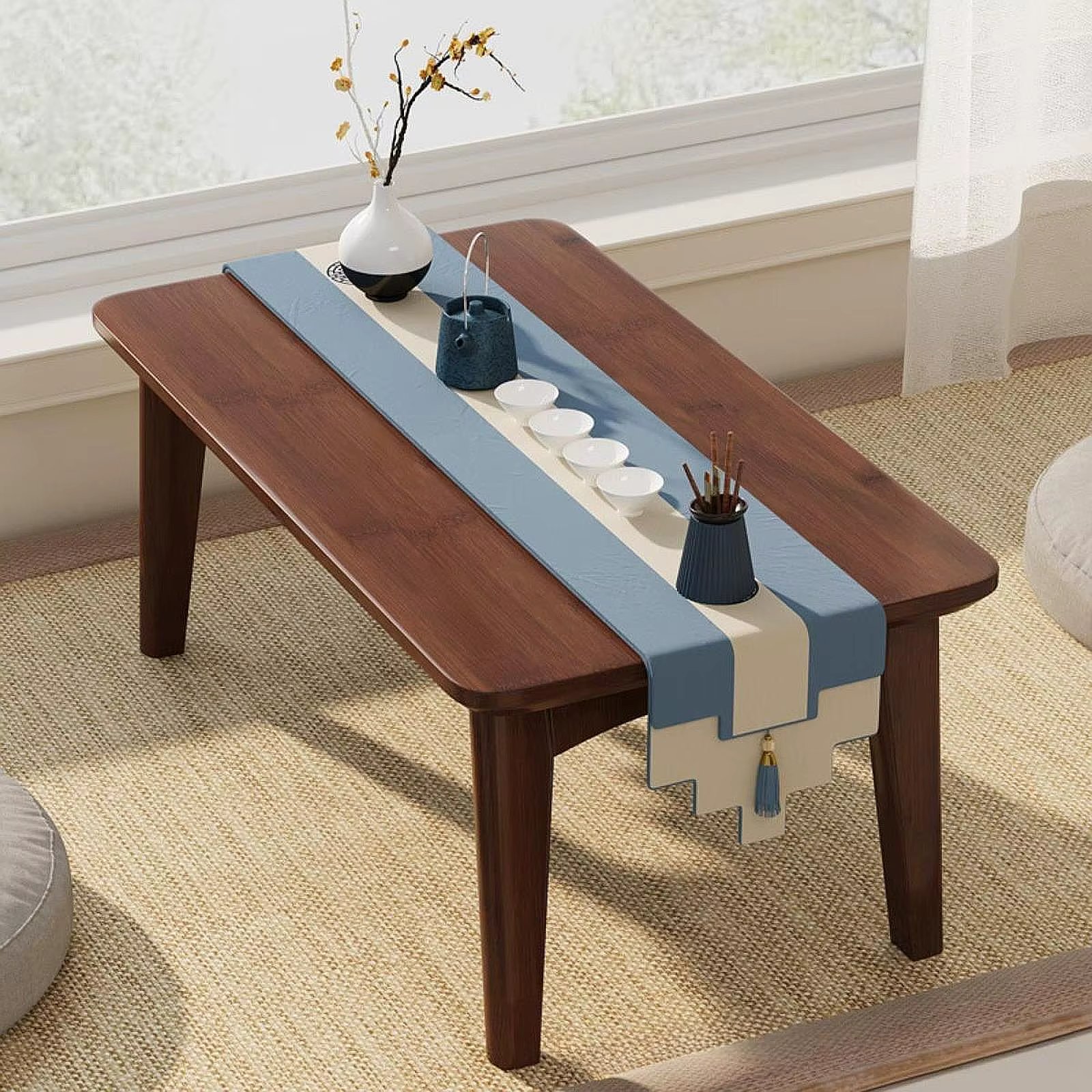 Tatami Floor Table Low Tea Table Elegant Versatile Space Saving Portable Laptop Desk Decoration for Bedroom Floor Indoor