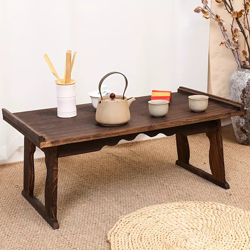 Wooden Japanese Table Small Coffee Table Bay Window Meditation Altar Low Sitting On the Floor Bed Table Tray Foldable Legs