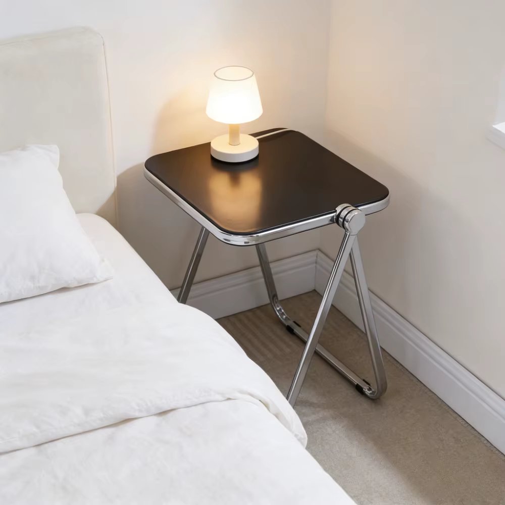 Acrylic Folding Side Table,Thick Transparent Coffee Table for Sofa Corner,Light Luxury Home Decor,Simple European Style,Portable