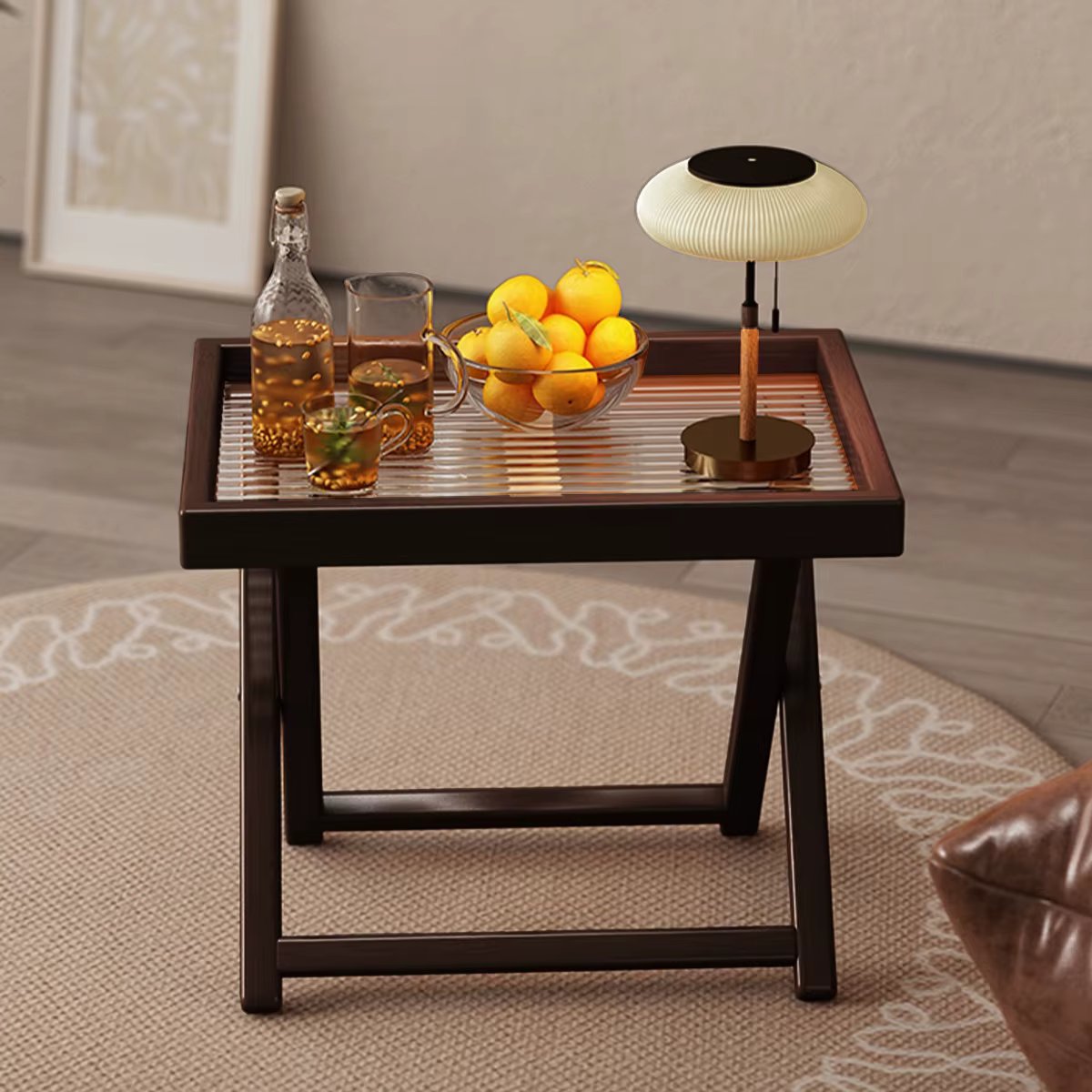 Tea-Colored Outdoor Folding Bamboo Side Table – 15.75″x11.81″ Weather Resistant Lightweight for Camping Patio