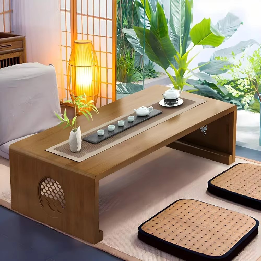 folding coffee table – portable japanese style floor table for living and dining rooms, ideal for tea, tatami, and home decor (3
