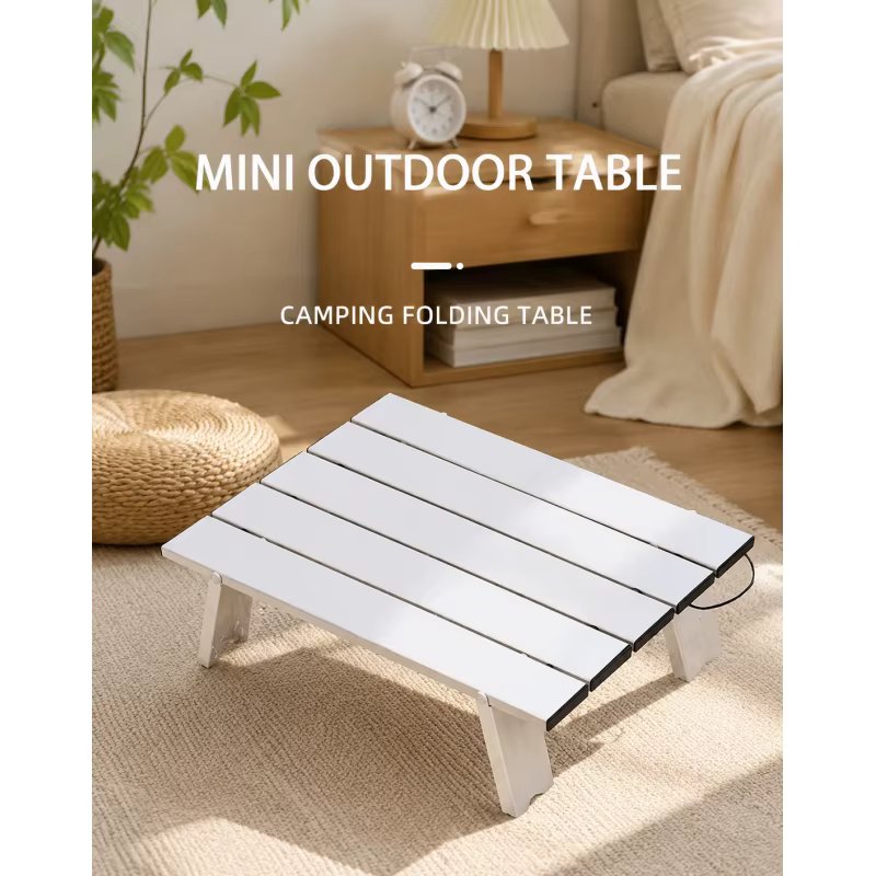 Aluminum Roll-Up Table, Lightweight Foldable Backpacking Table for Camping, Picnic, Fishing, BBQ, Travel, Portable Outdoor Table