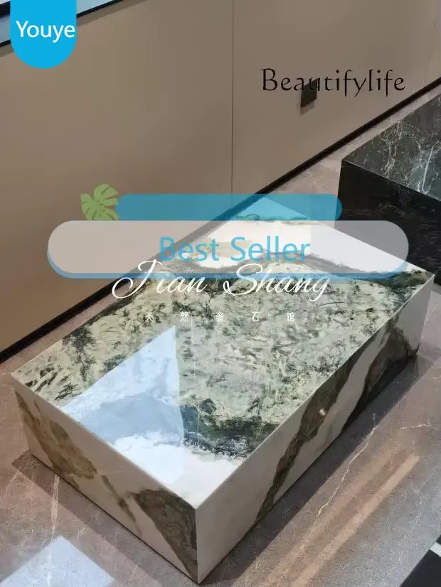 N40 Natural Luxury Stone Green Living Room Floor Box Coffee Table Marble Italian Minimalist Style Customization