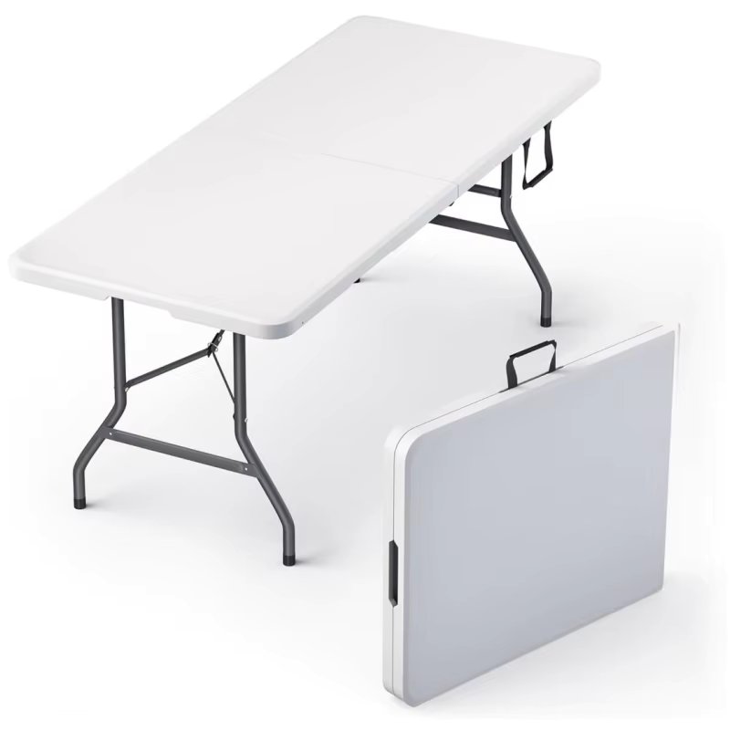 6 Feet Foldable Table with Built in Handle & Steel Legs | 6FT Heavy Duty Folding Portable | Perfect for Party, Dining, Wedding,