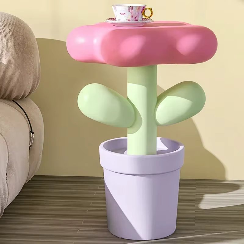 Modern Accent Coffee Table for Living Room Floor Decor Girls’ Tulip Flower Side Table with Stable Large Base Easy to Install