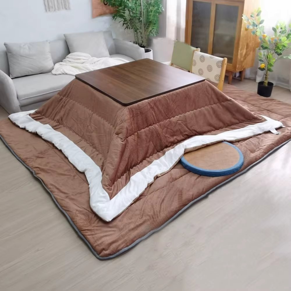 Kotatsu Table Set,Low Table for Sitting on The Floor,Tatami Heating Wood Coffee Tea Tables,with Heater and Blanket,Japanese Stov